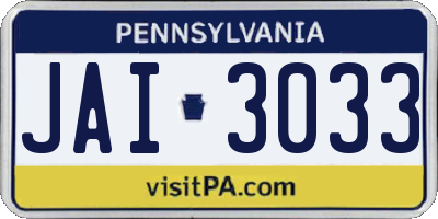 PA license plate JAI3033