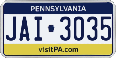 PA license plate JAI3035