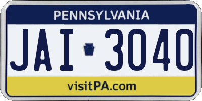 PA license plate JAI3040