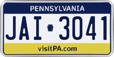 PA license plate JAI3041