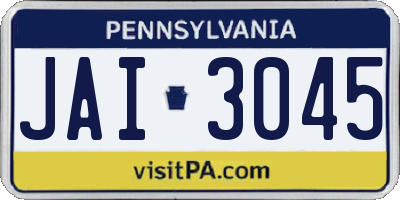 PA license plate JAI3045