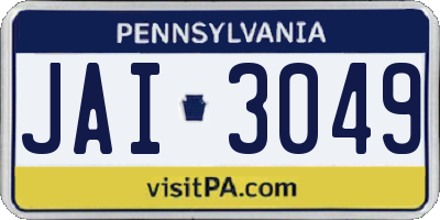 PA license plate JAI3049