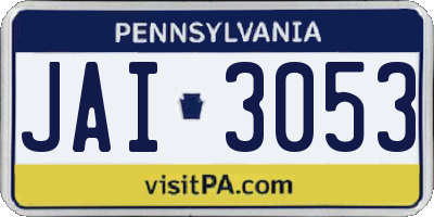PA license plate JAI3053