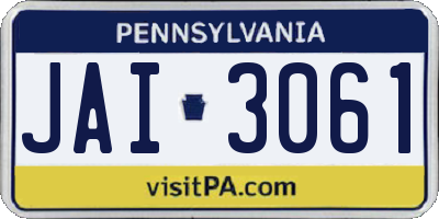 PA license plate JAI3061