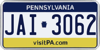 PA license plate JAI3062