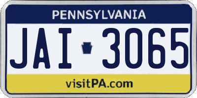 PA license plate JAI3065