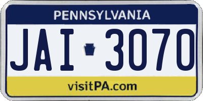 PA license plate JAI3070