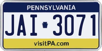 PA license plate JAI3071