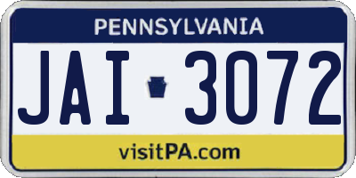 PA license plate JAI3072