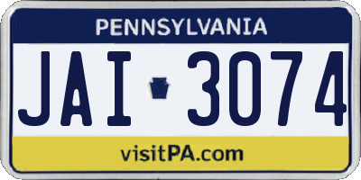 PA license plate JAI3074