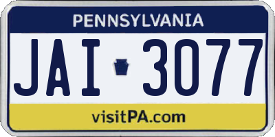 PA license plate JAI3077