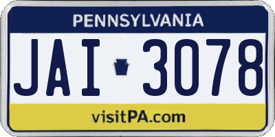 PA license plate JAI3078