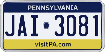 PA license plate JAI3081