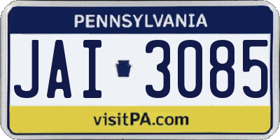 PA license plate JAI3085