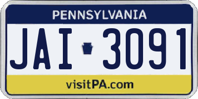 PA license plate JAI3091