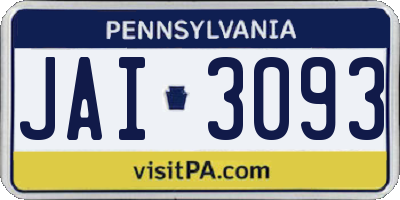 PA license plate JAI3093