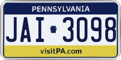 PA license plate JAI3098