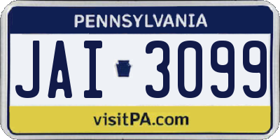 PA license plate JAI3099
