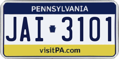 PA license plate JAI3101