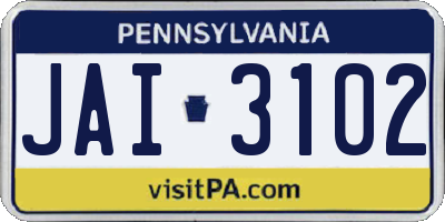 PA license plate JAI3102