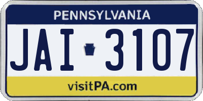 PA license plate JAI3107