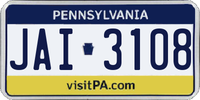 PA license plate JAI3108