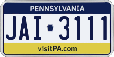 PA license plate JAI3111