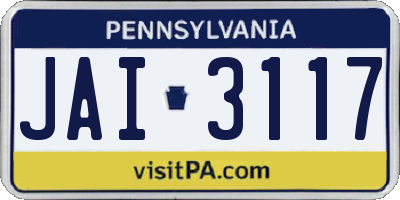 PA license plate JAI3117