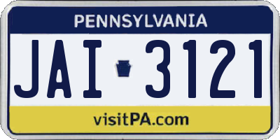 PA license plate JAI3121
