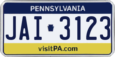 PA license plate JAI3123