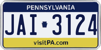 PA license plate JAI3124