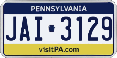 PA license plate JAI3129