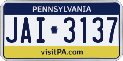 PA license plate JAI3137