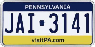 PA license plate JAI3141