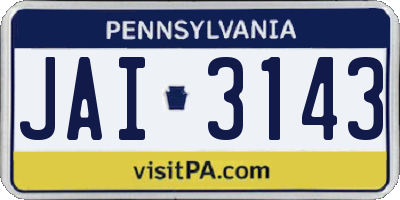 PA license plate JAI3143