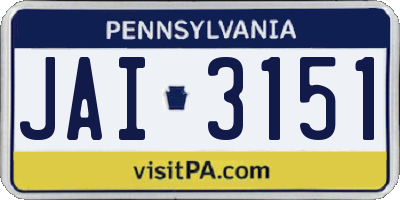 PA license plate JAI3151