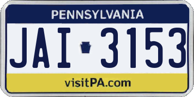 PA license plate JAI3153