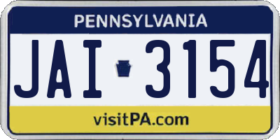 PA license plate JAI3154