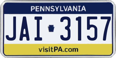 PA license plate JAI3157