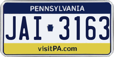 PA license plate JAI3163