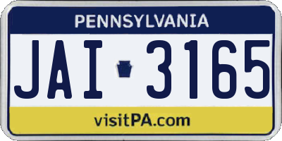 PA license plate JAI3165