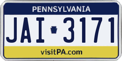 PA license plate JAI3171