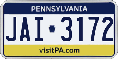 PA license plate JAI3172