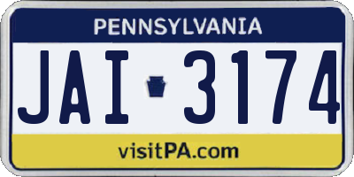 PA license plate JAI3174