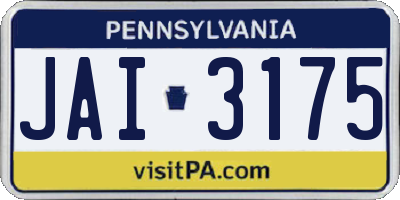 PA license plate JAI3175