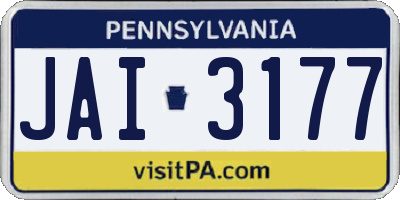 PA license plate JAI3177