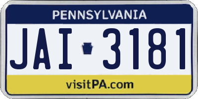 PA license plate JAI3181