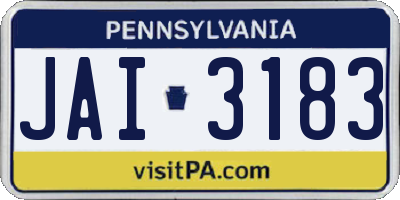 PA license plate JAI3183