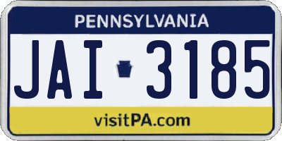 PA license plate JAI3185