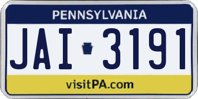 PA license plate JAI3191
